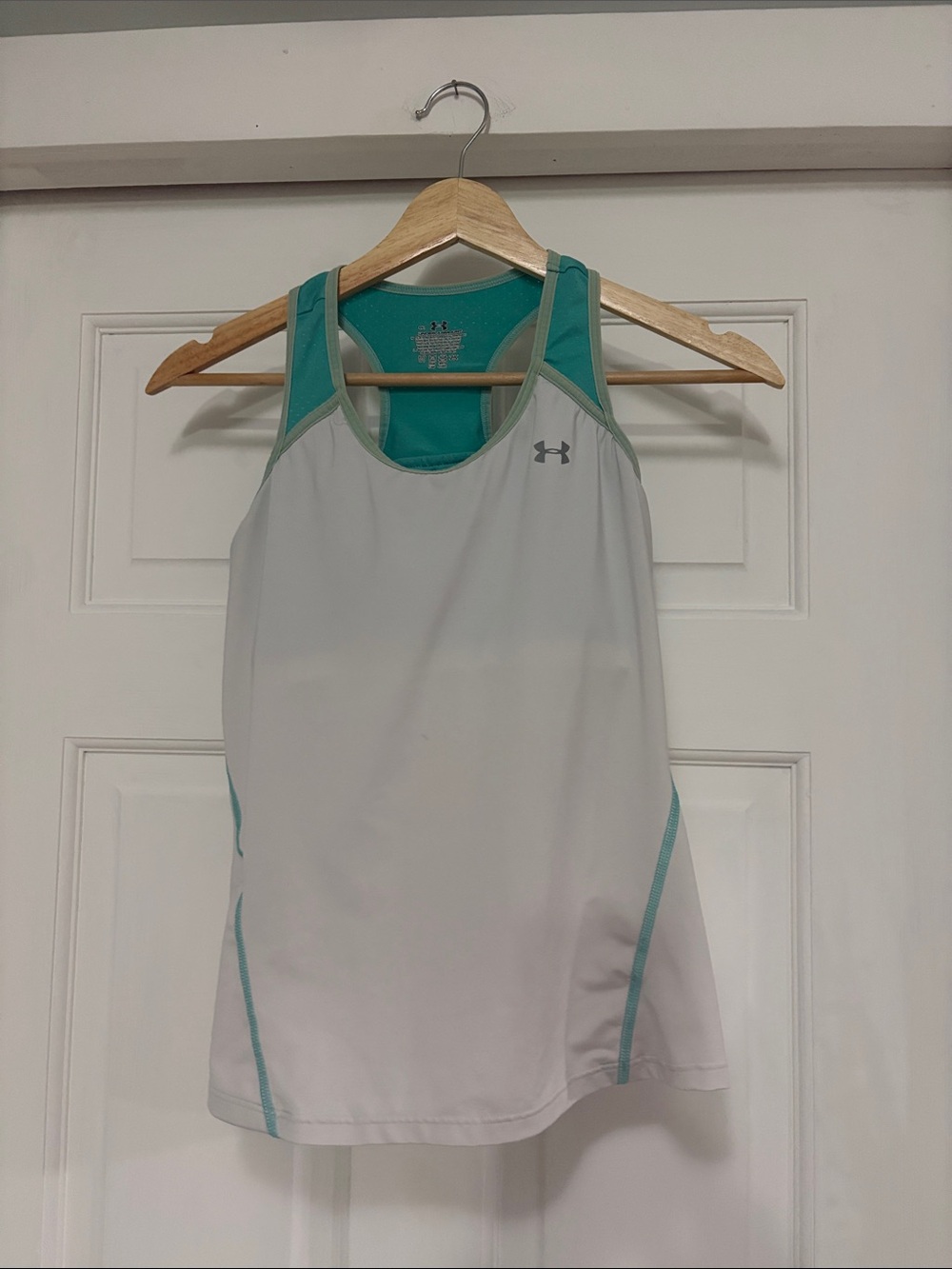 Under Armour White and Teal Women's Athletic Tank